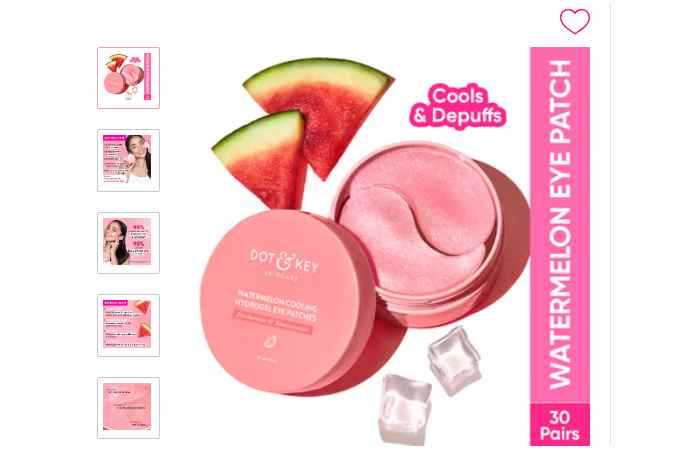 Dot & Key Watermelon, Hyaluronic & Caffeine Cooling Hydrogel Eye Patches For Dark Circle & Puffiness