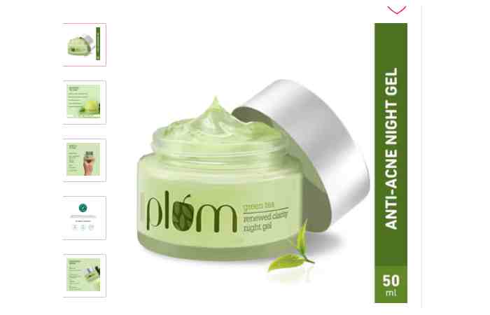 Plum Green Tea Night Gel Cream With Glycolic Acid - Fights Acne For Clear, Oil-Free, Youthful Skin(50ml)