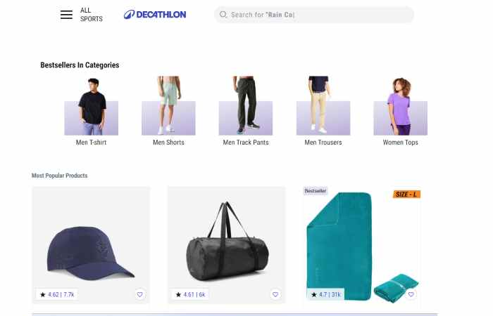 Different Categories at Decathlon Sports - Online Platform